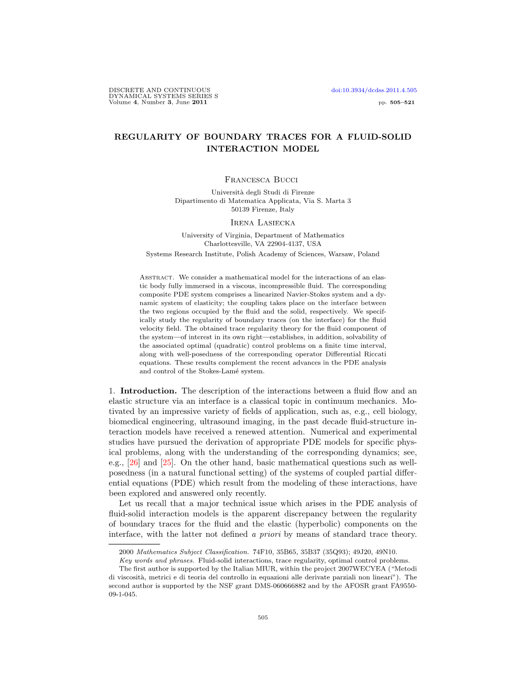 Regularity of Boundary Traces for a Fluid-Solid Interaction Model