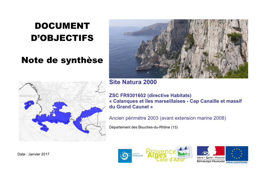 DOCUMENT D'objectifs Note De Synthèse