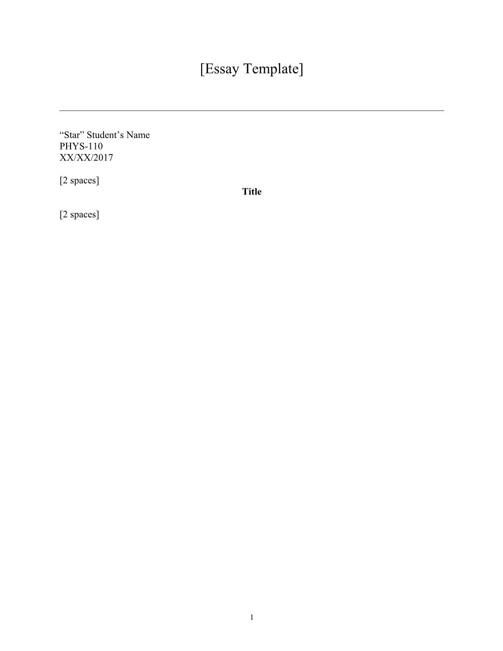 College Essay Template