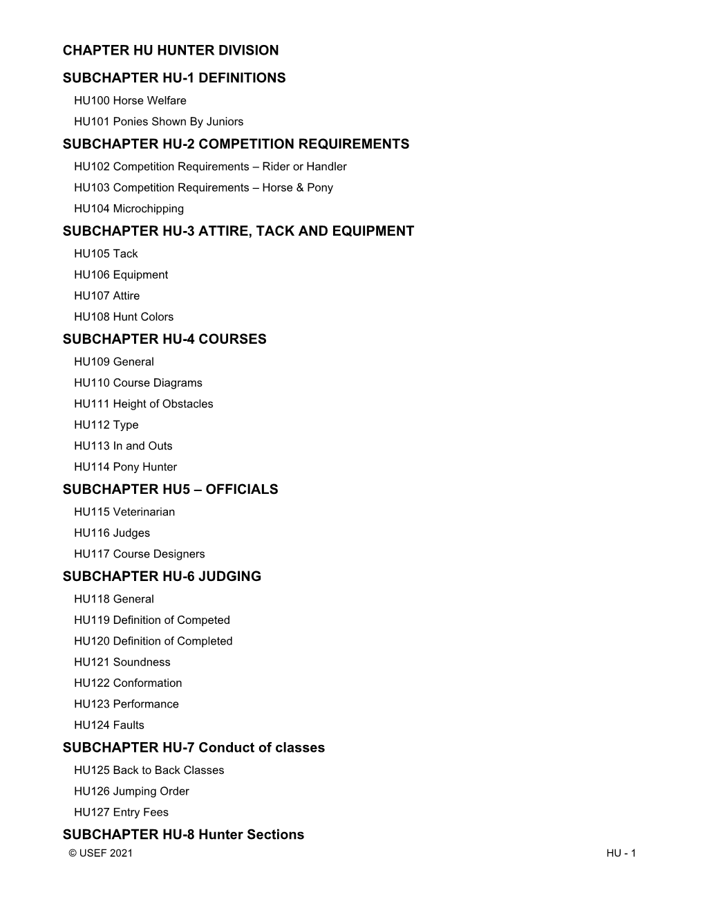 Chapter Hu Hunter Division Subchapter Hu-1 Definitions