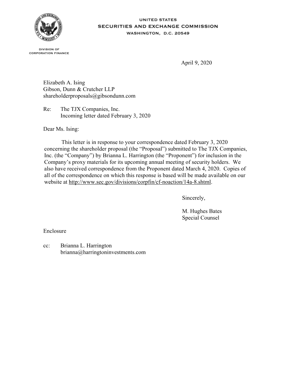 The TJX Companies, Inc. Incoming Letter Dated February 3, 2020