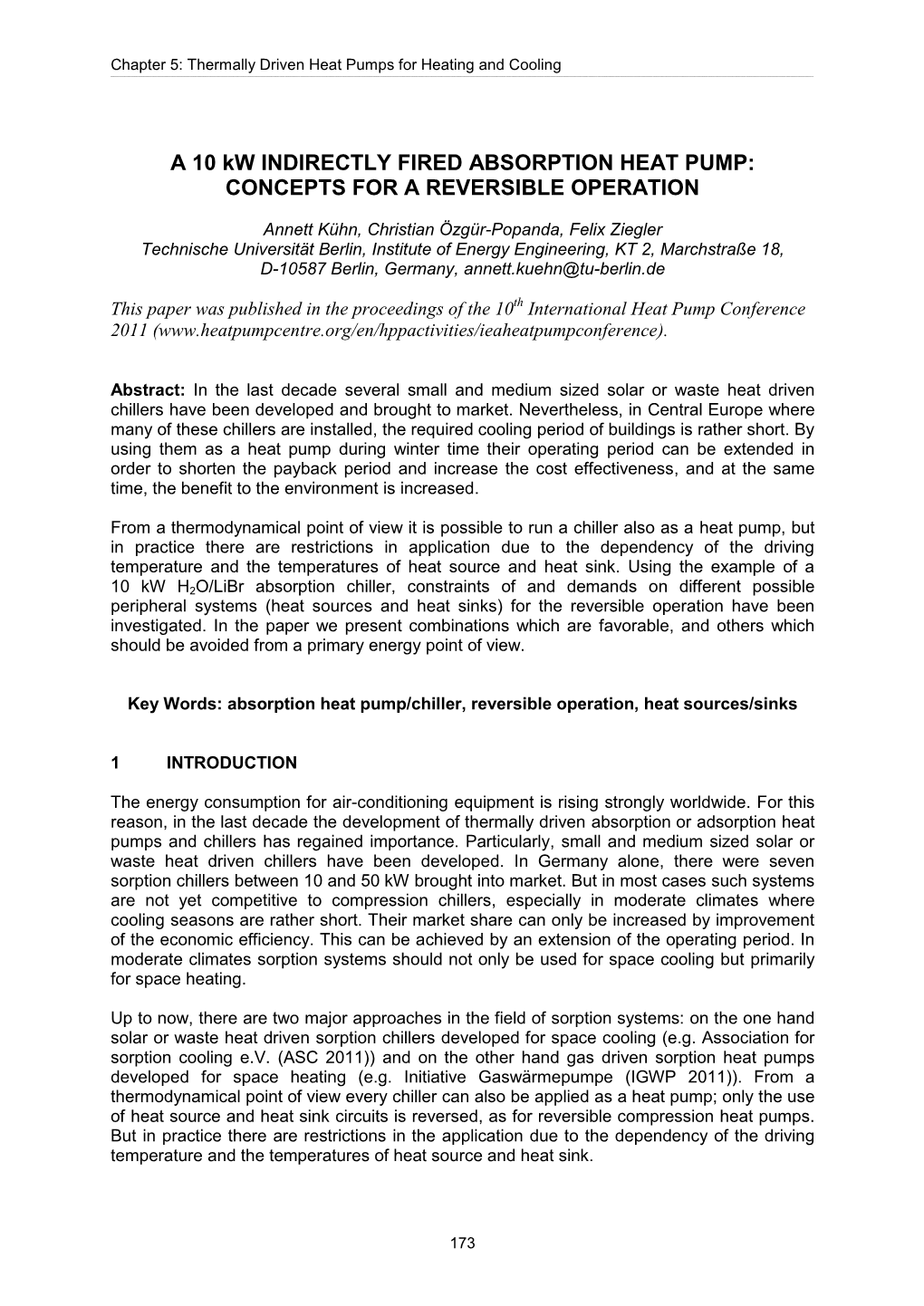 A 10 Kw INDIRECTLY FIRED ABSORPTION HEAT PUMP: CONCEPTS for a REVERSIBLE OPERATION