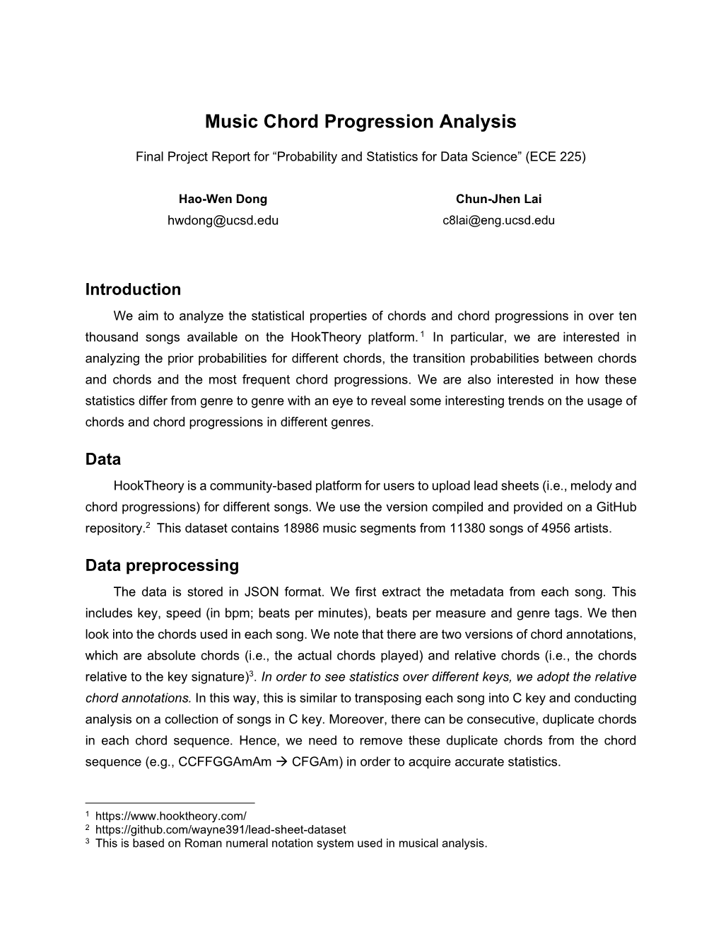 Music Chord Progression Analysis