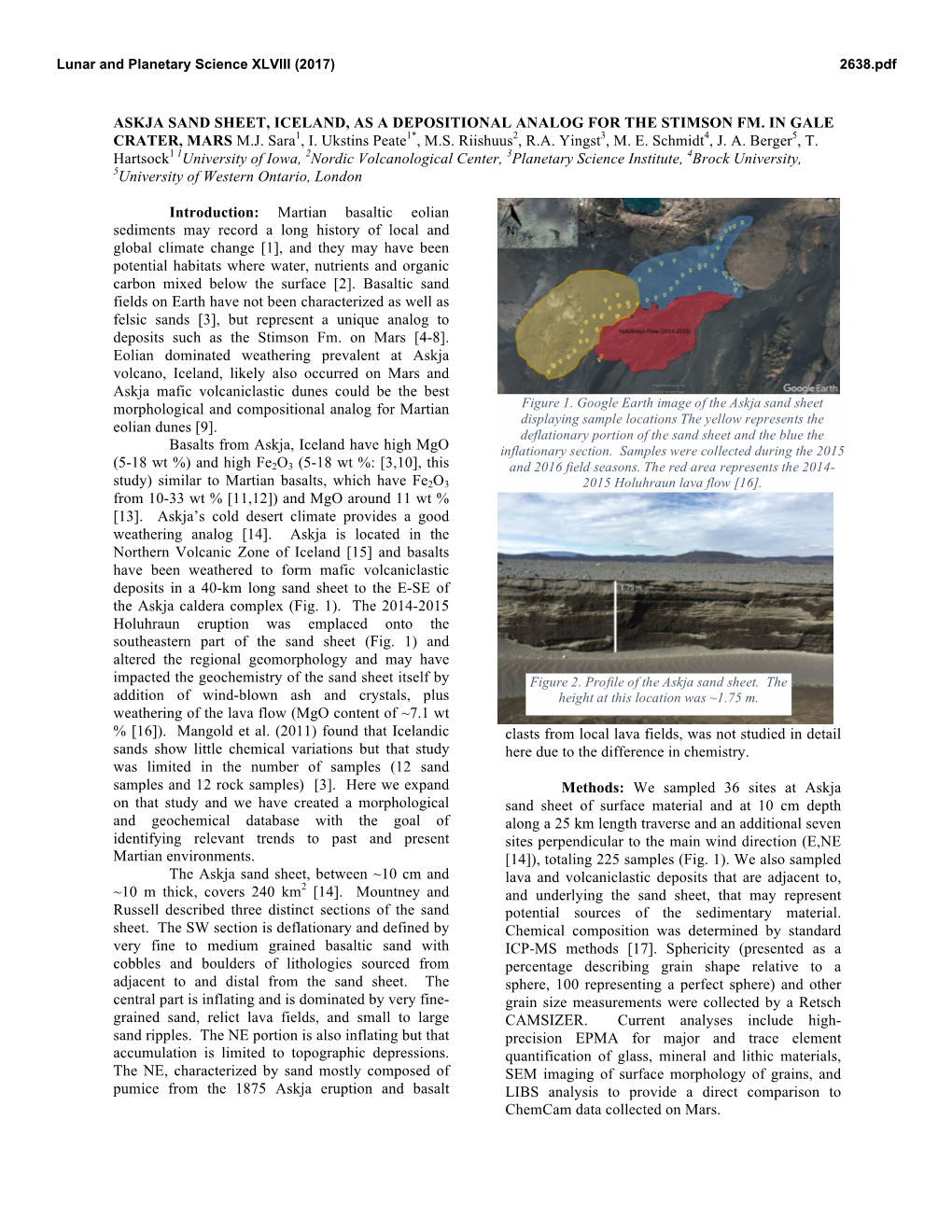 Askja Sand Sheet, Iceland, As a Depositional Analog for the Stimson Fm