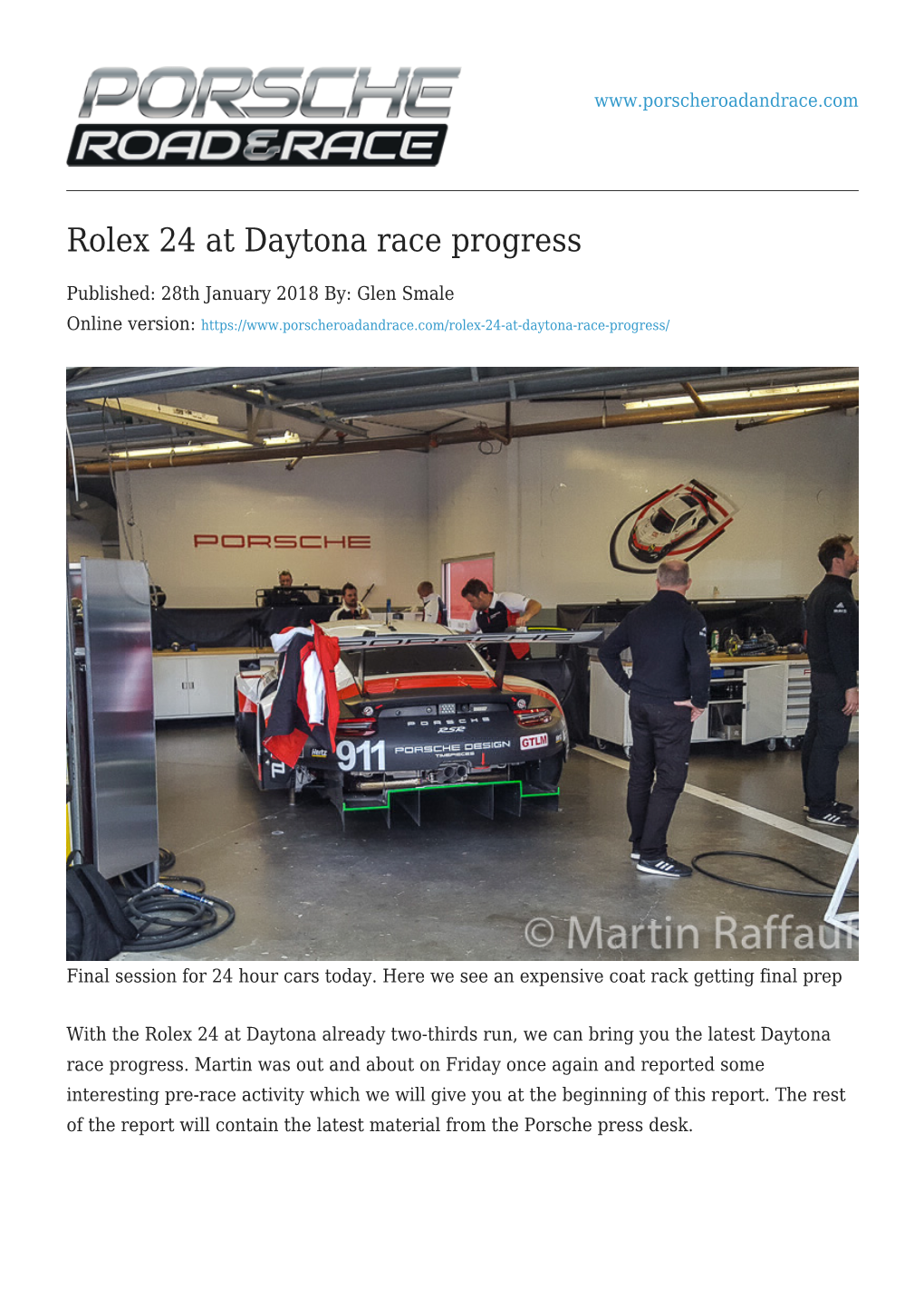 Rolex 24 at Daytona Race Progress