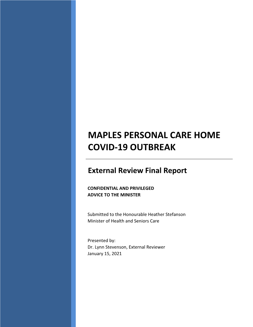 Maples Personal Care Home Covid-19 Outbreak