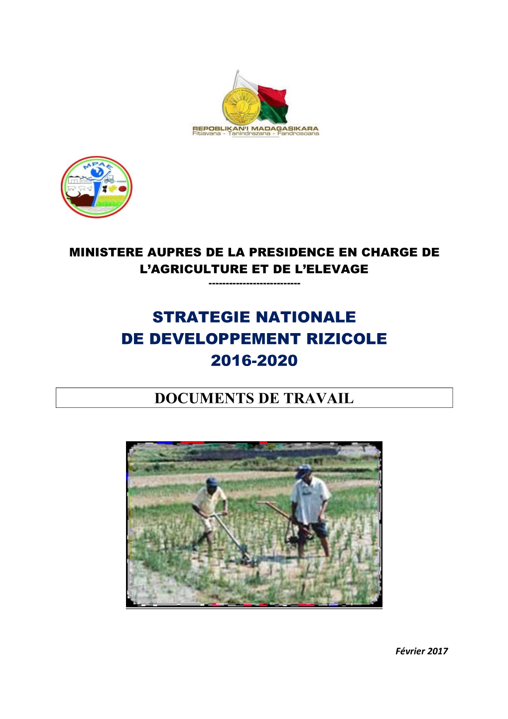 Strategie Nationale De Developpement Rizicole 2016-2020