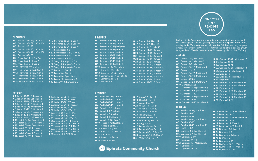 One Year Bible Reading Plan January