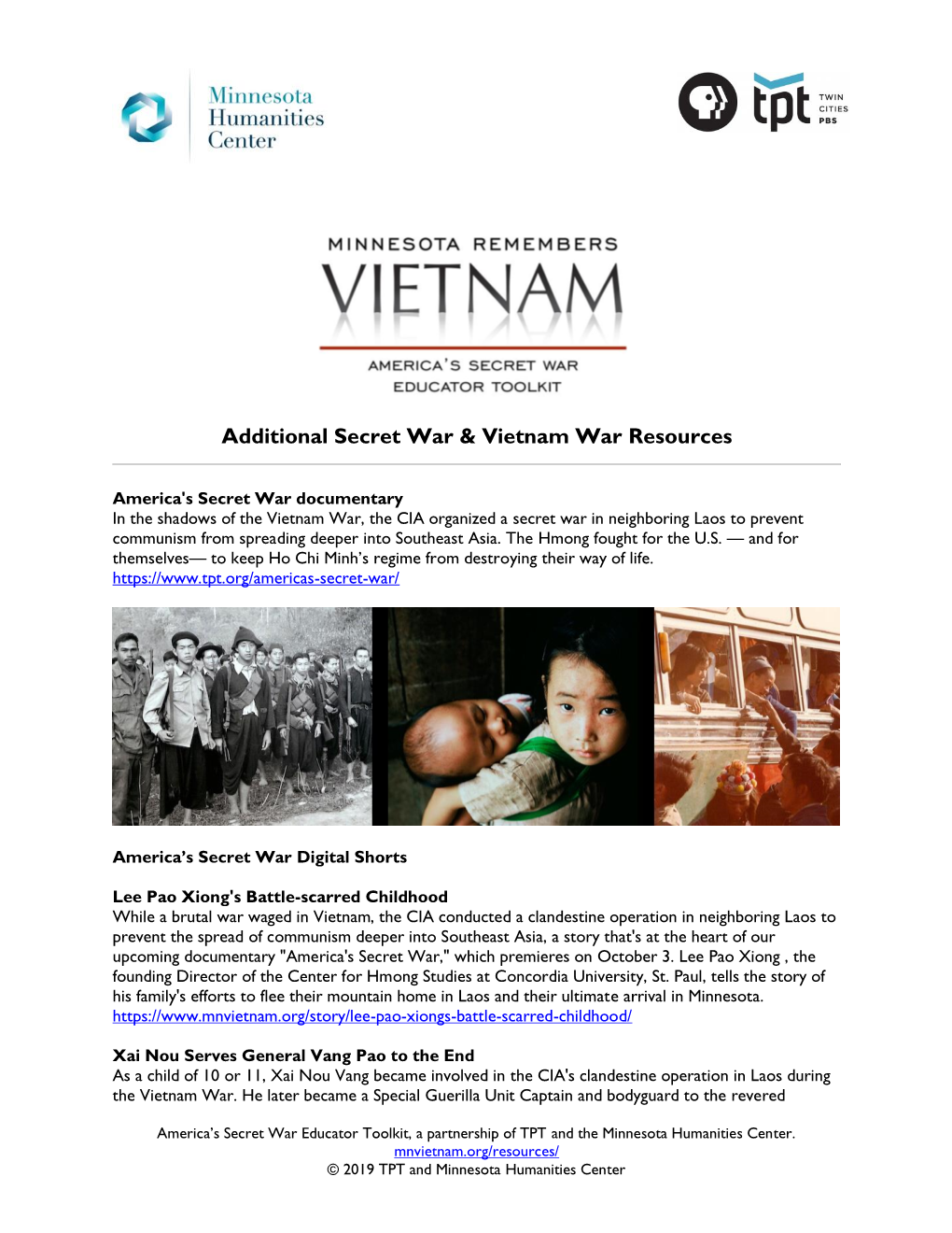 Additional Secret War & Vietnam War Resources