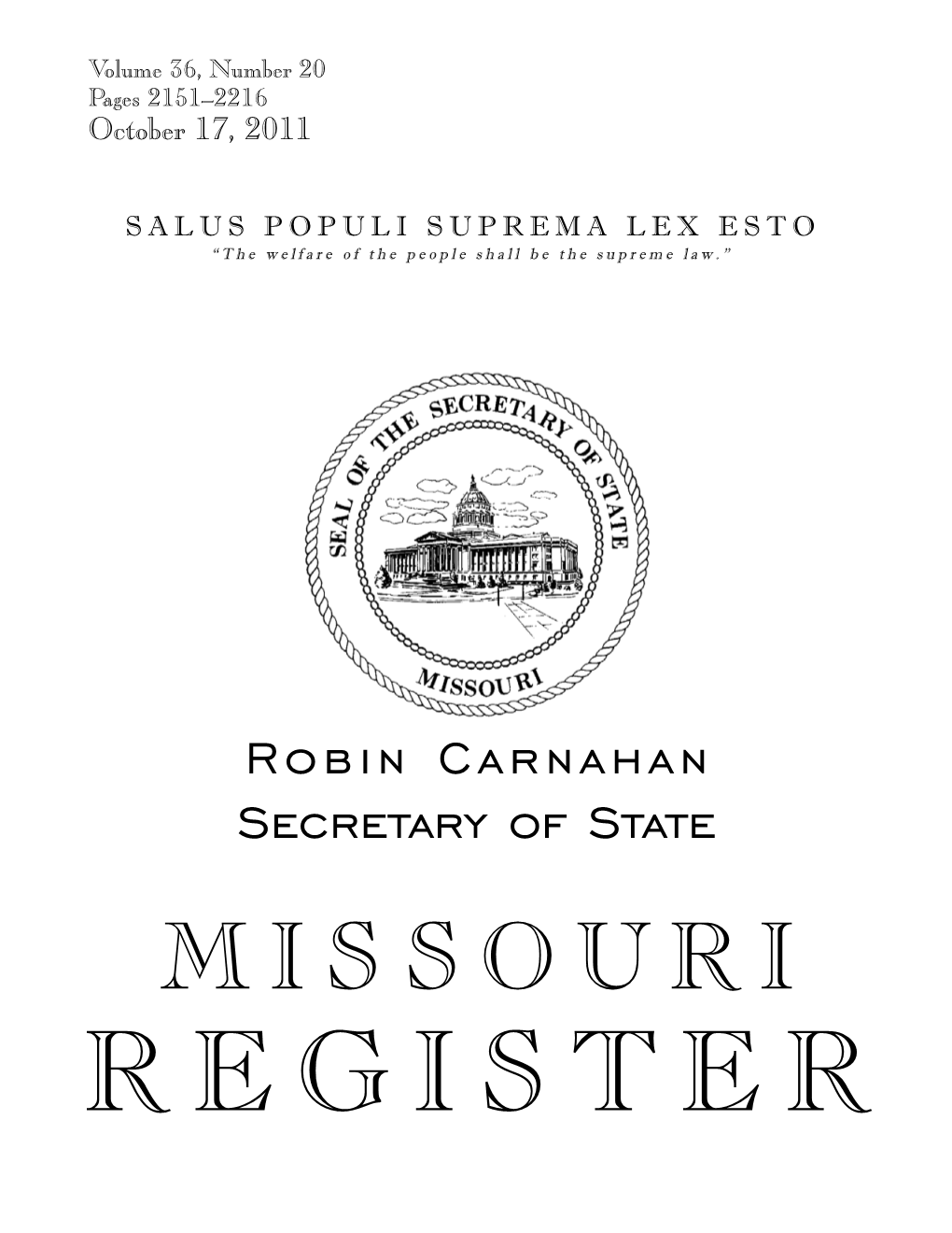 Missouri Secretary of State: Missouri Register