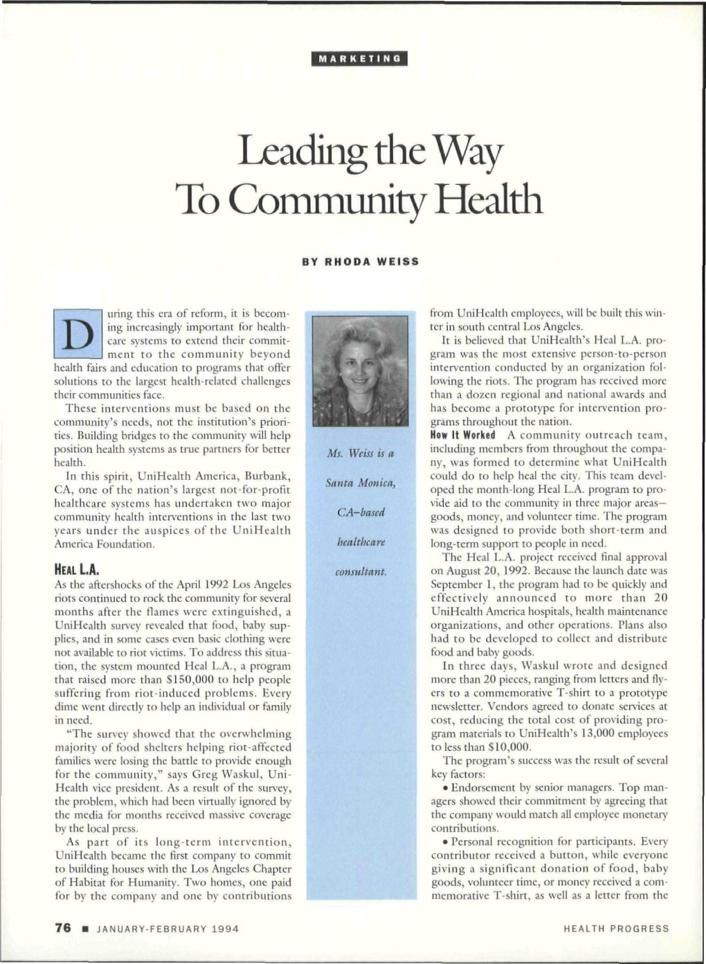 Leading the Way to Community Health D