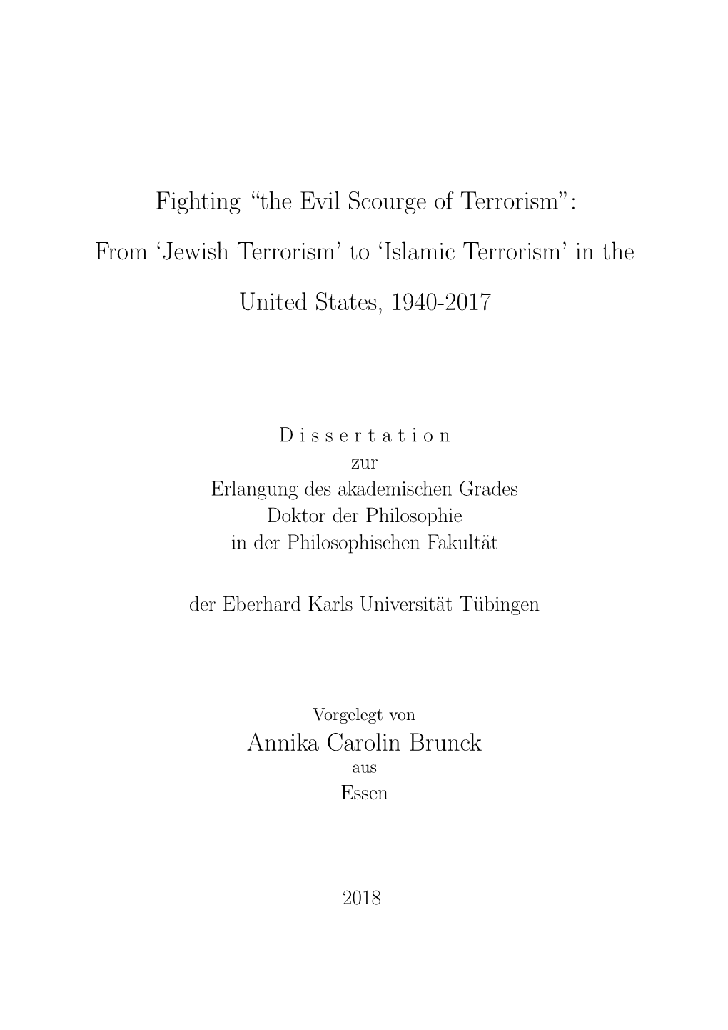 Islamic Terrorism’ in the United States, 1940-2017