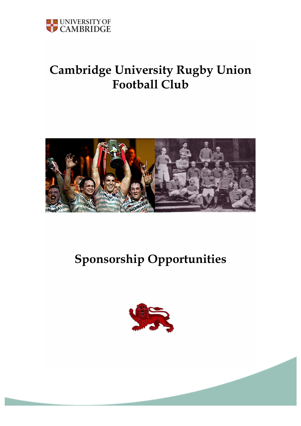 Cambridge University Rugby Union Football Club Sponsorship Opportunities