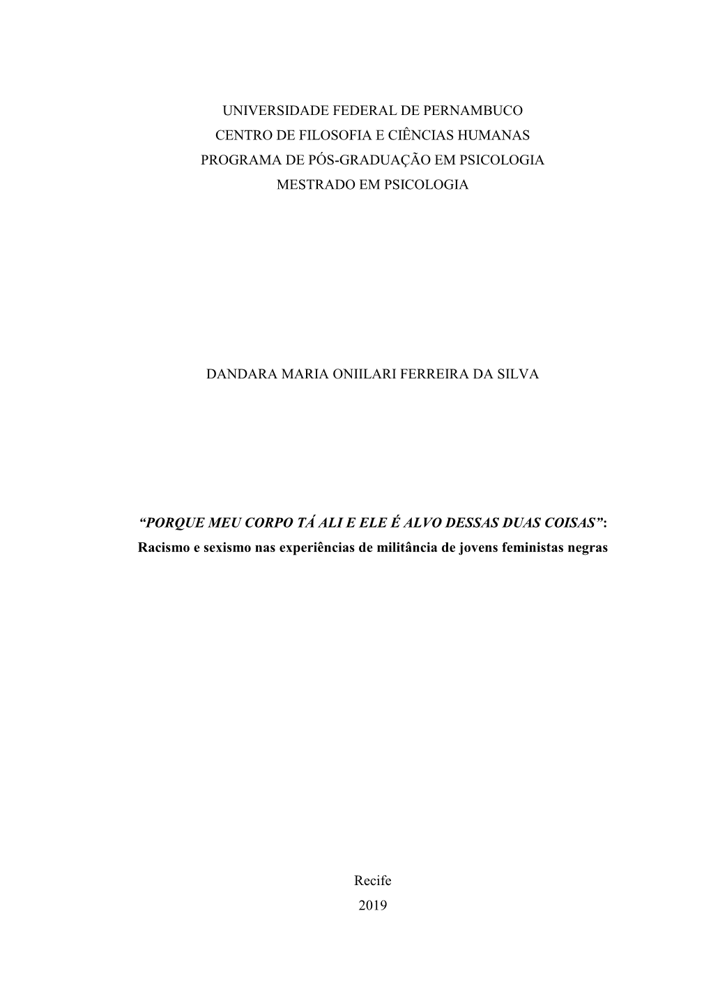 DISSERTAÇÃO Dandara Maria Oniilari Ferreira Da Silva.Pdf