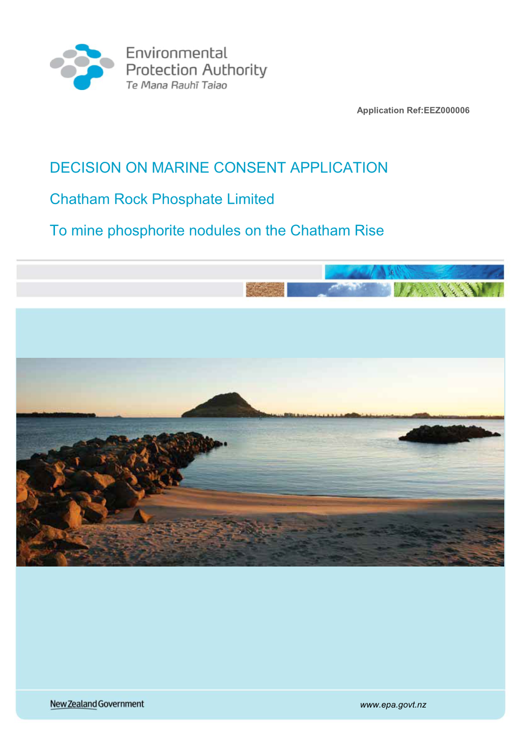 DECISION on MARINE CONSENT APPLICATION Chatham Rock