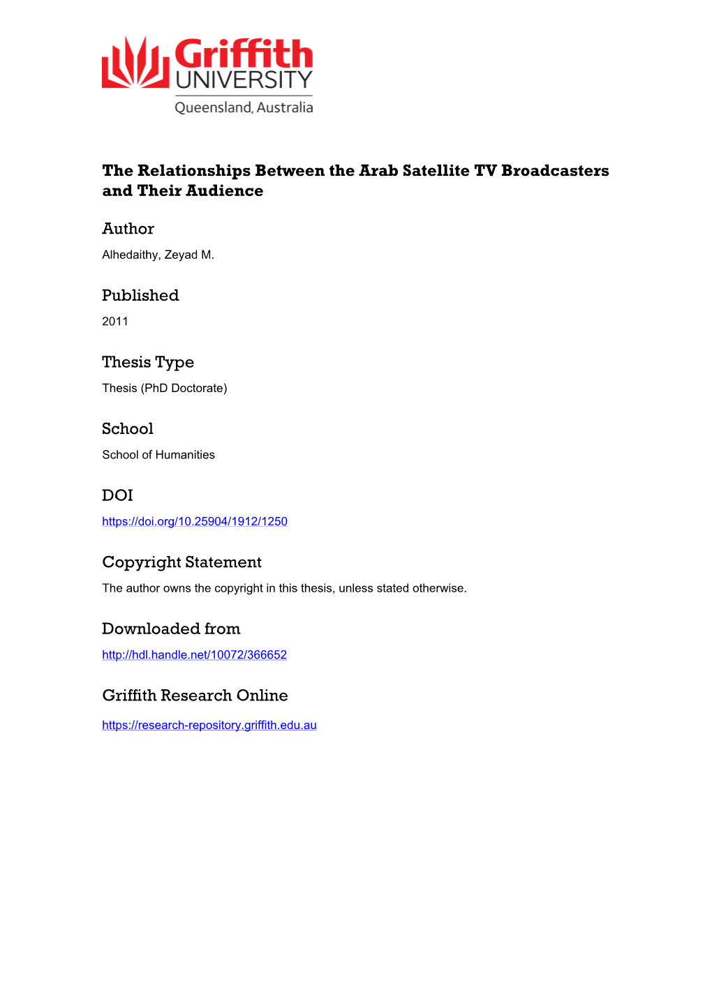 The Relationships Between the Arab Satellite TV Broadcasters and Their Audience