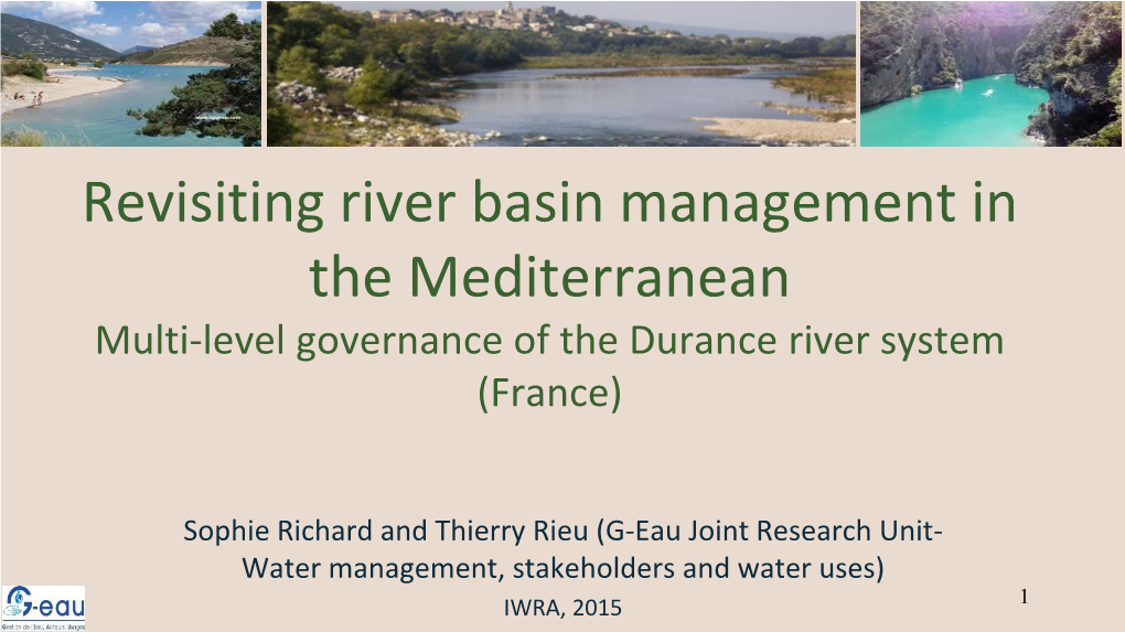 Revisiting River Basin Management in the Mediterranean Multi-Level Governance of the Durance River System (France)