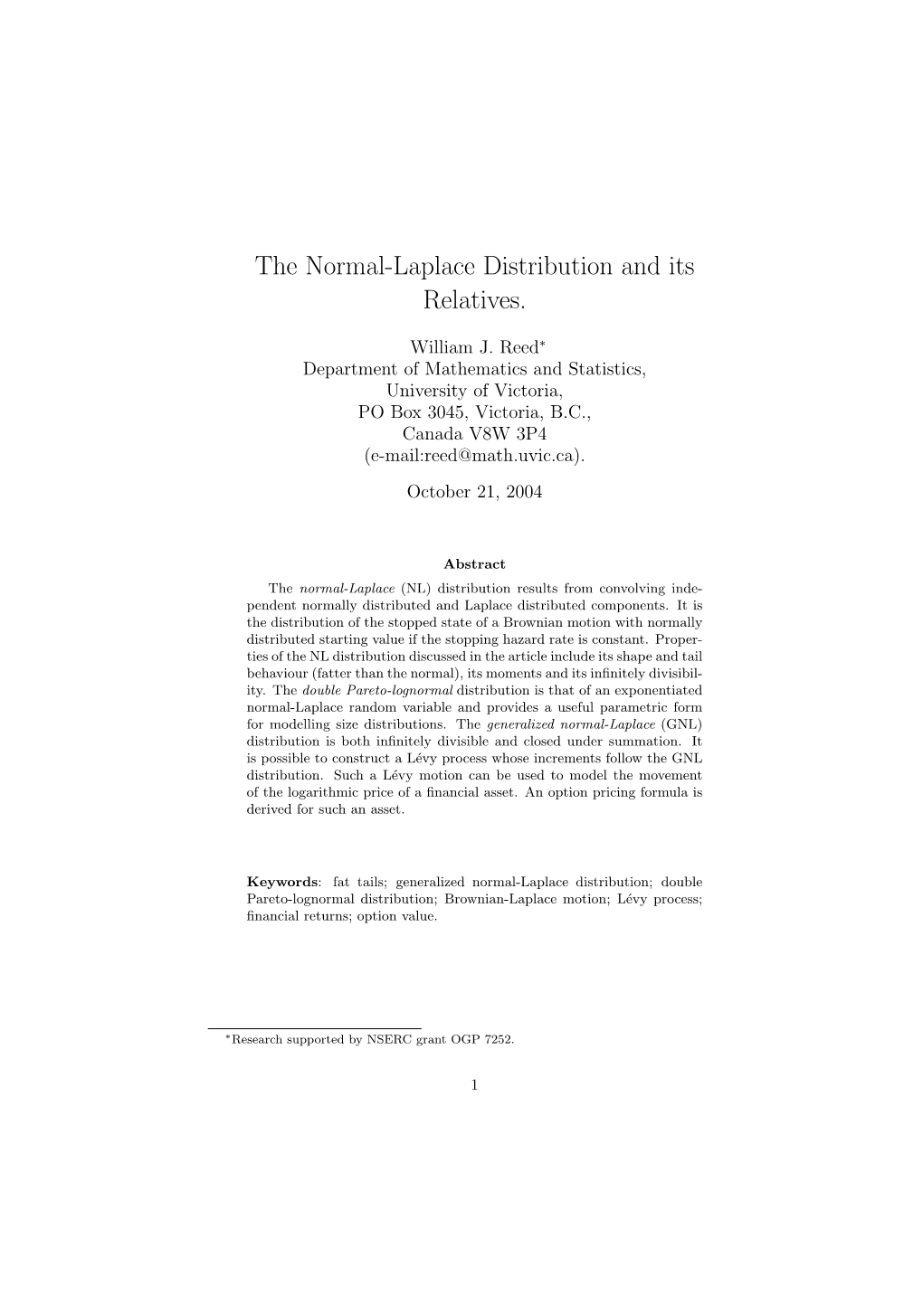 The Normal-Laplace Distribution and Its Relatives