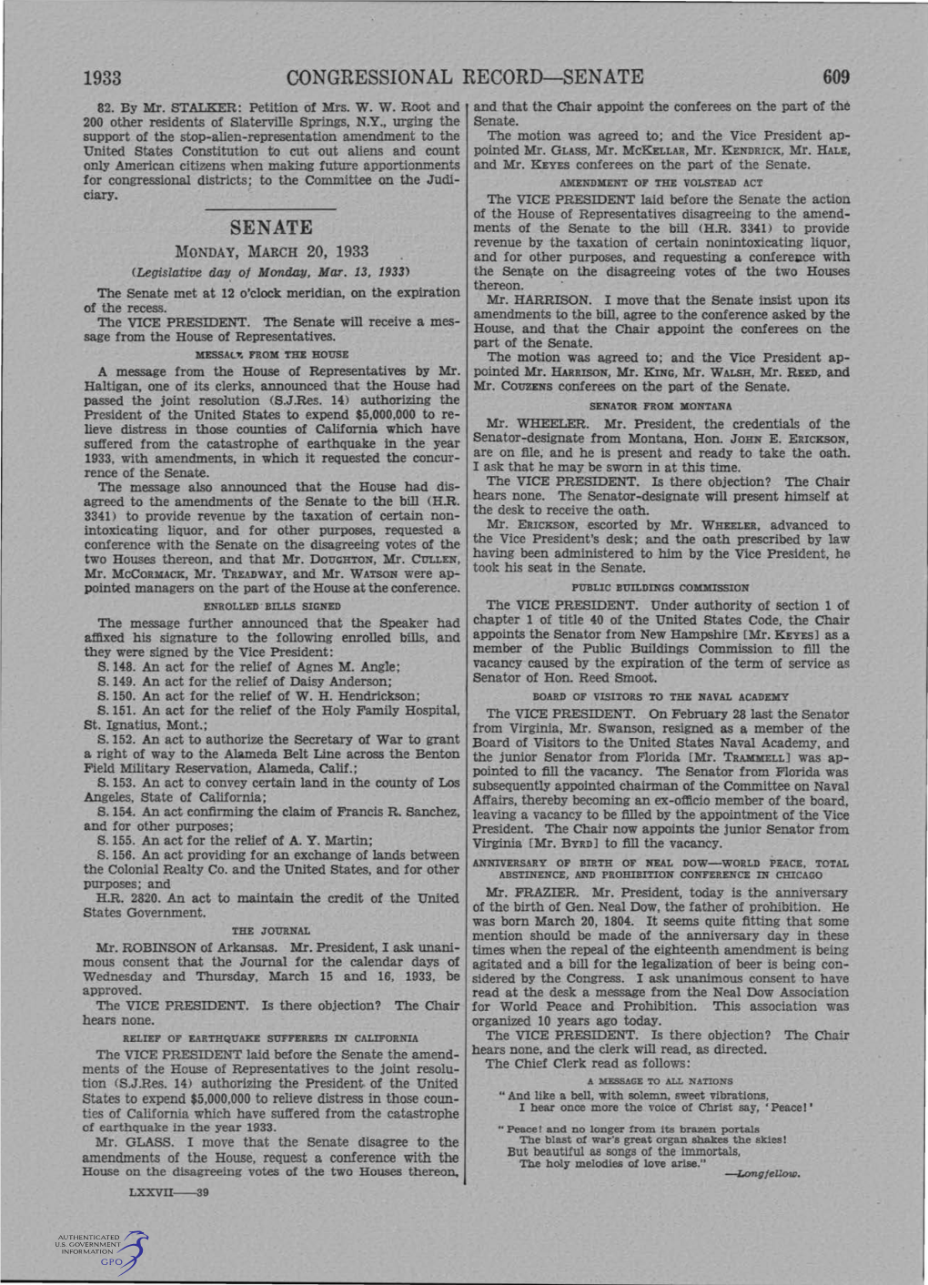 Congressional Record-Senate 609 82