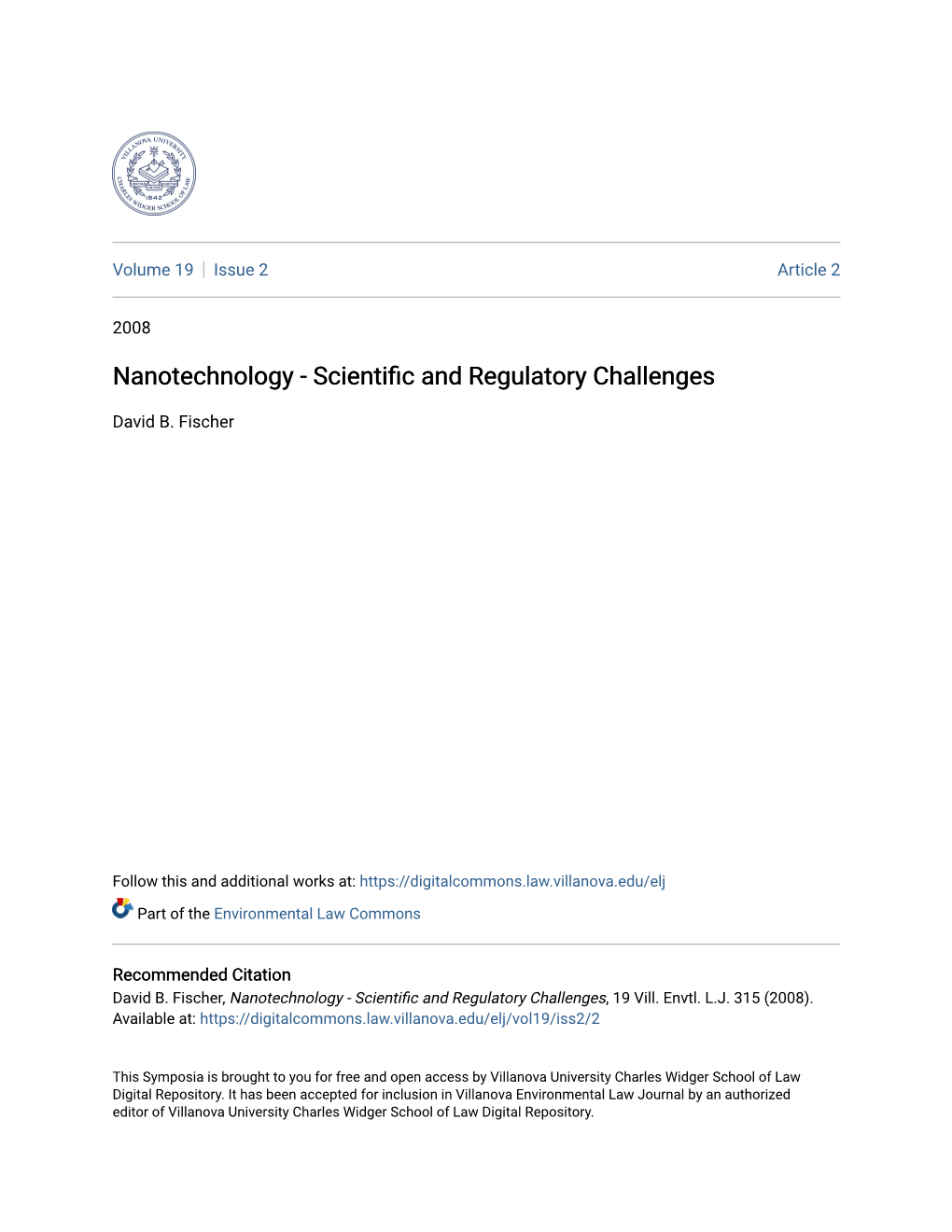 Nanotechnology - Scientific and Regulatory Challenges