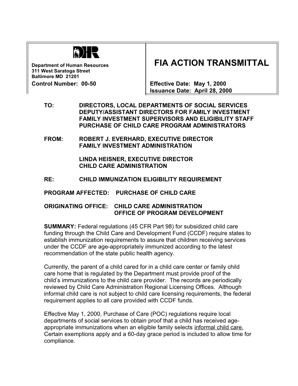 Fia Proposed Action Transmittal