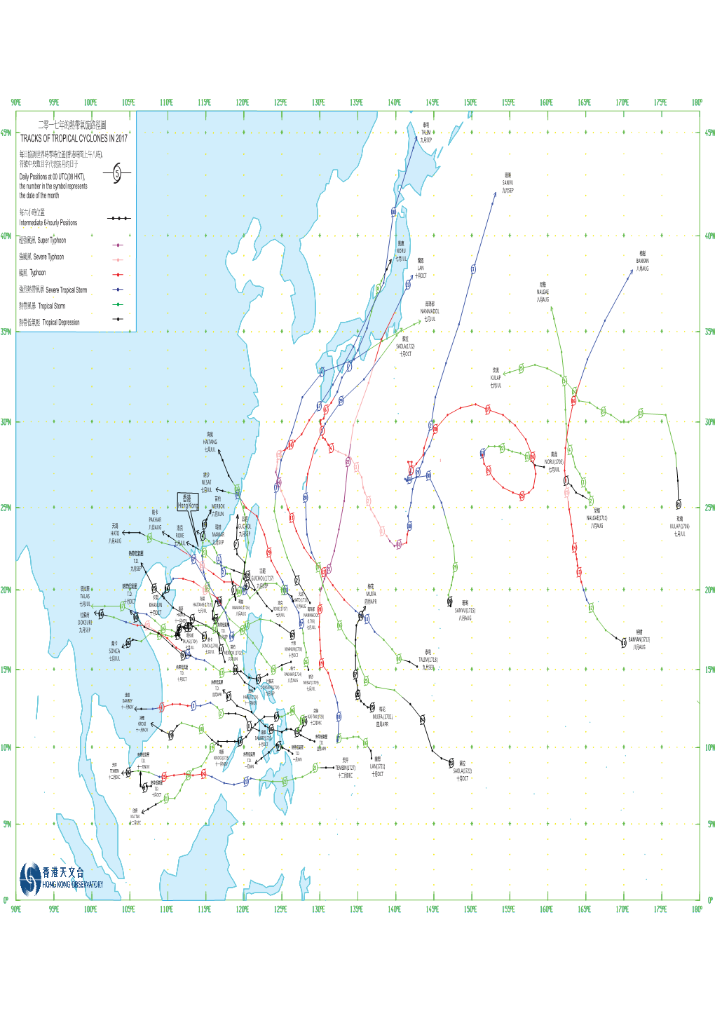 Tracks of Tropical Cyclones in 2017