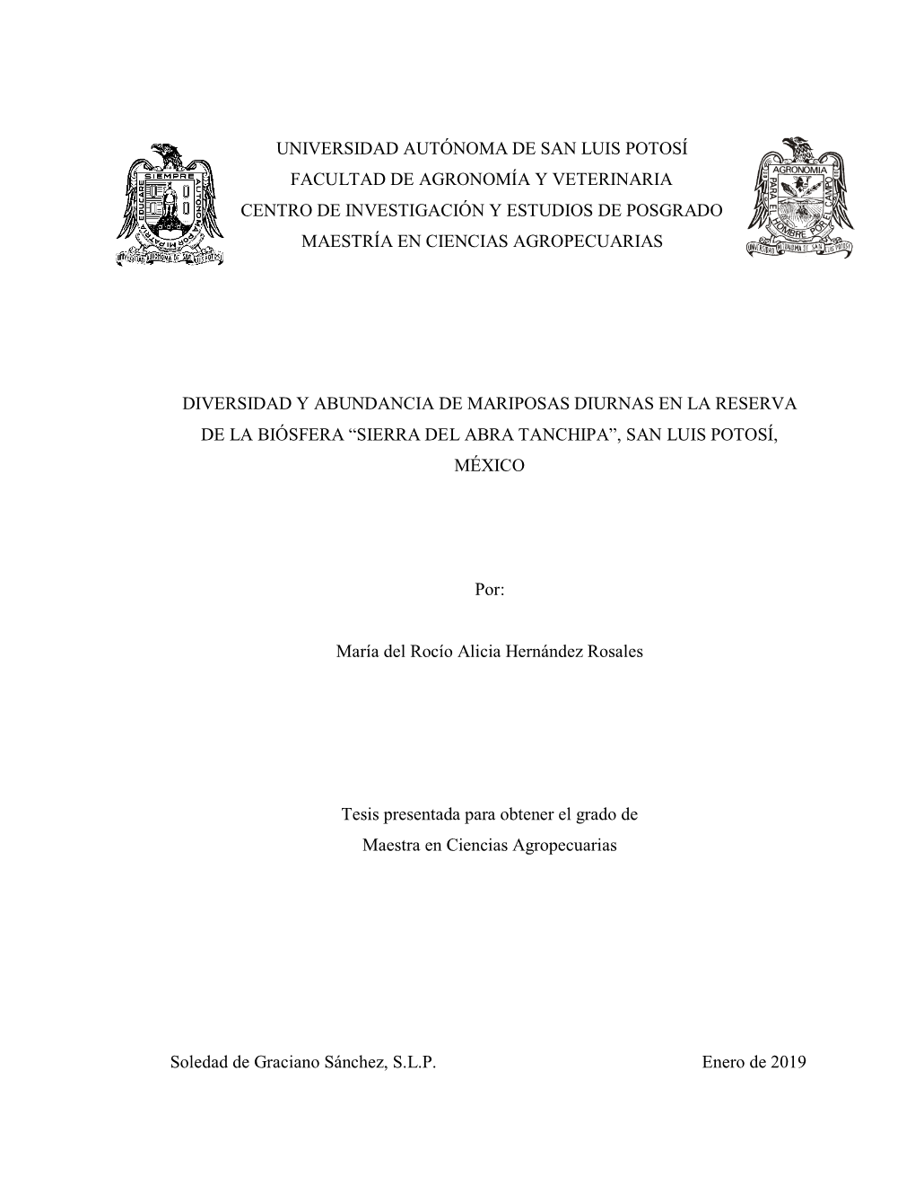 Universidad Autónoma De San Luis Potosí Facultad De Agronomía Y Veterinaria Centro De Investigación Y Estudios De Posgrado Maestría En Ciencias Agropecuarias