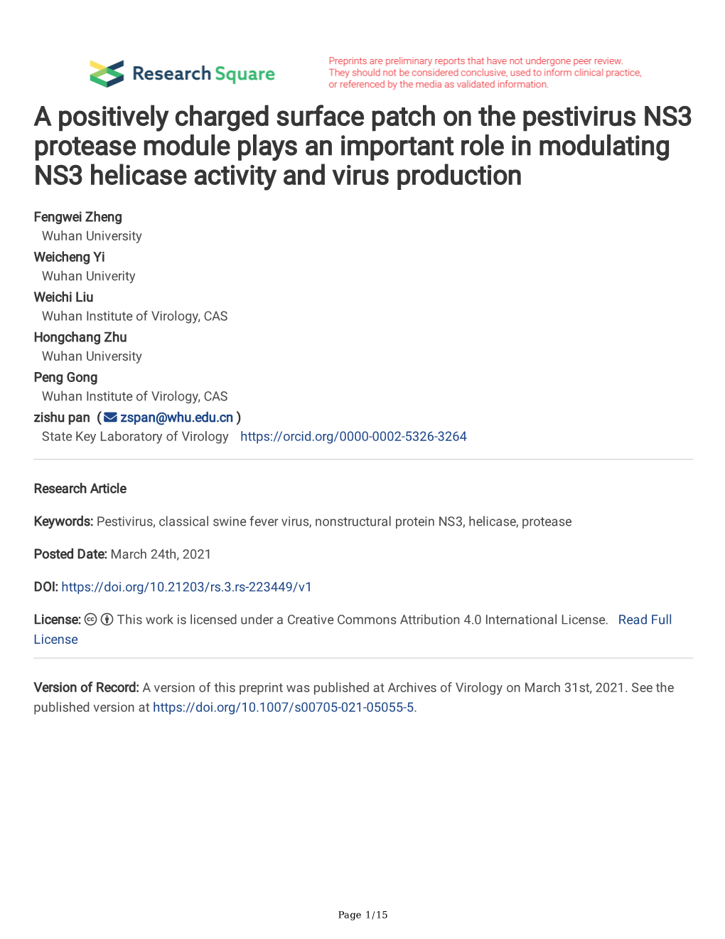 A Positively Charged Surface Patch on the Pestivirus NS3 Protease Module Plays an Important Role in Modulating NS3 Helicase Activity and Virus Production