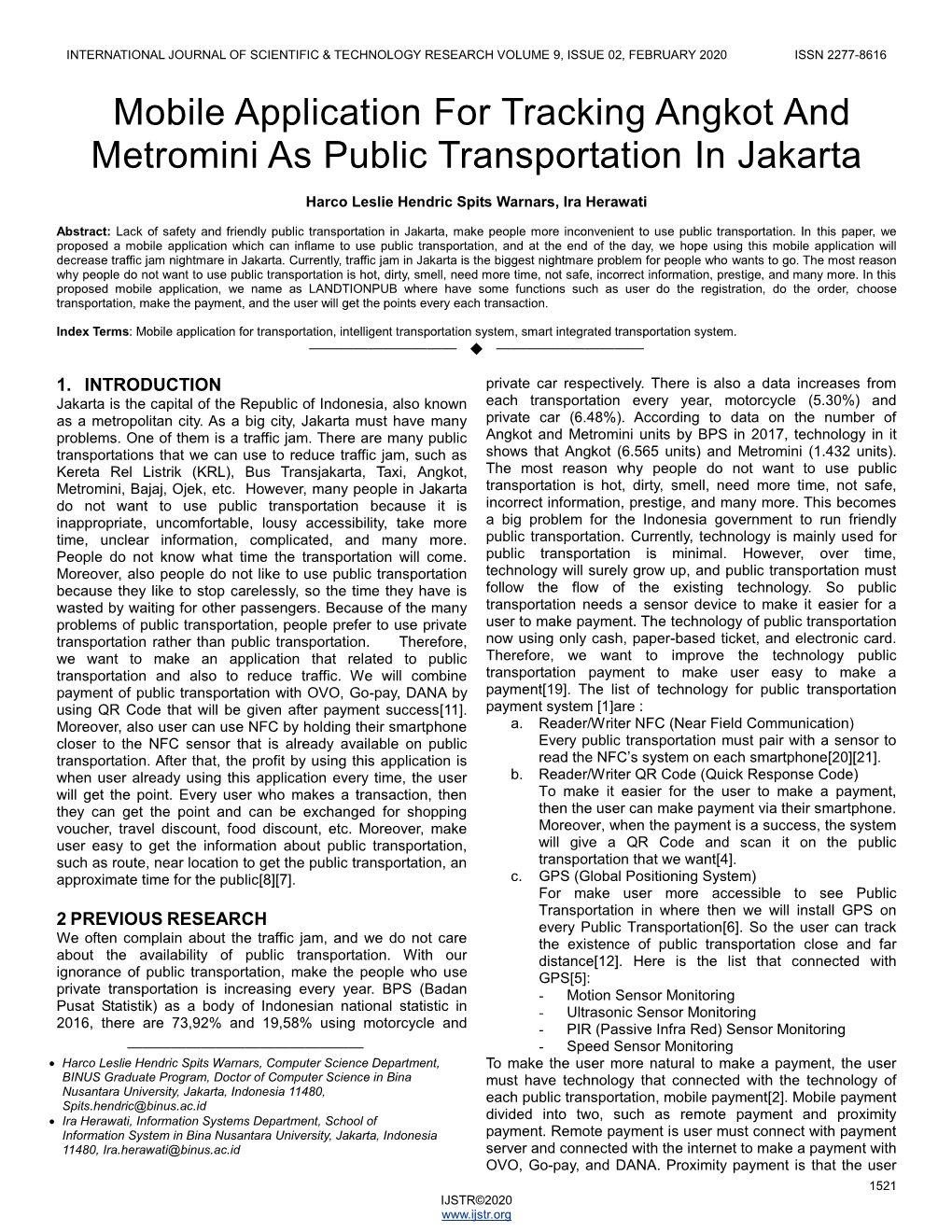 Mobile Application for Tracking Angkot and Metromini As Public Transportation in Jakarta