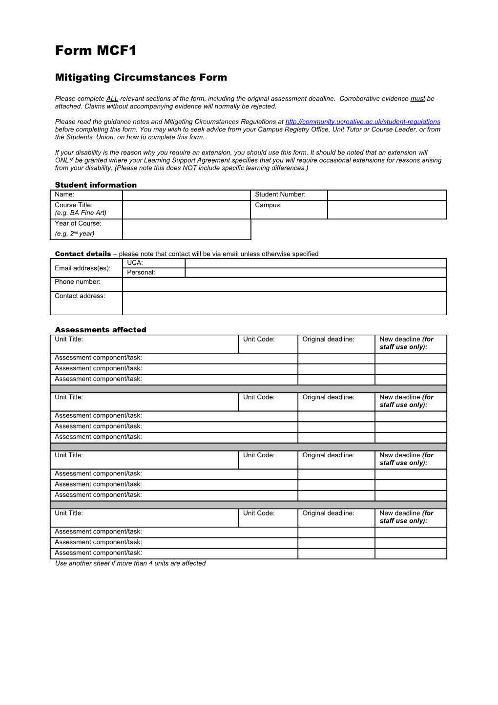 Appeal Against Assessment Outcomes