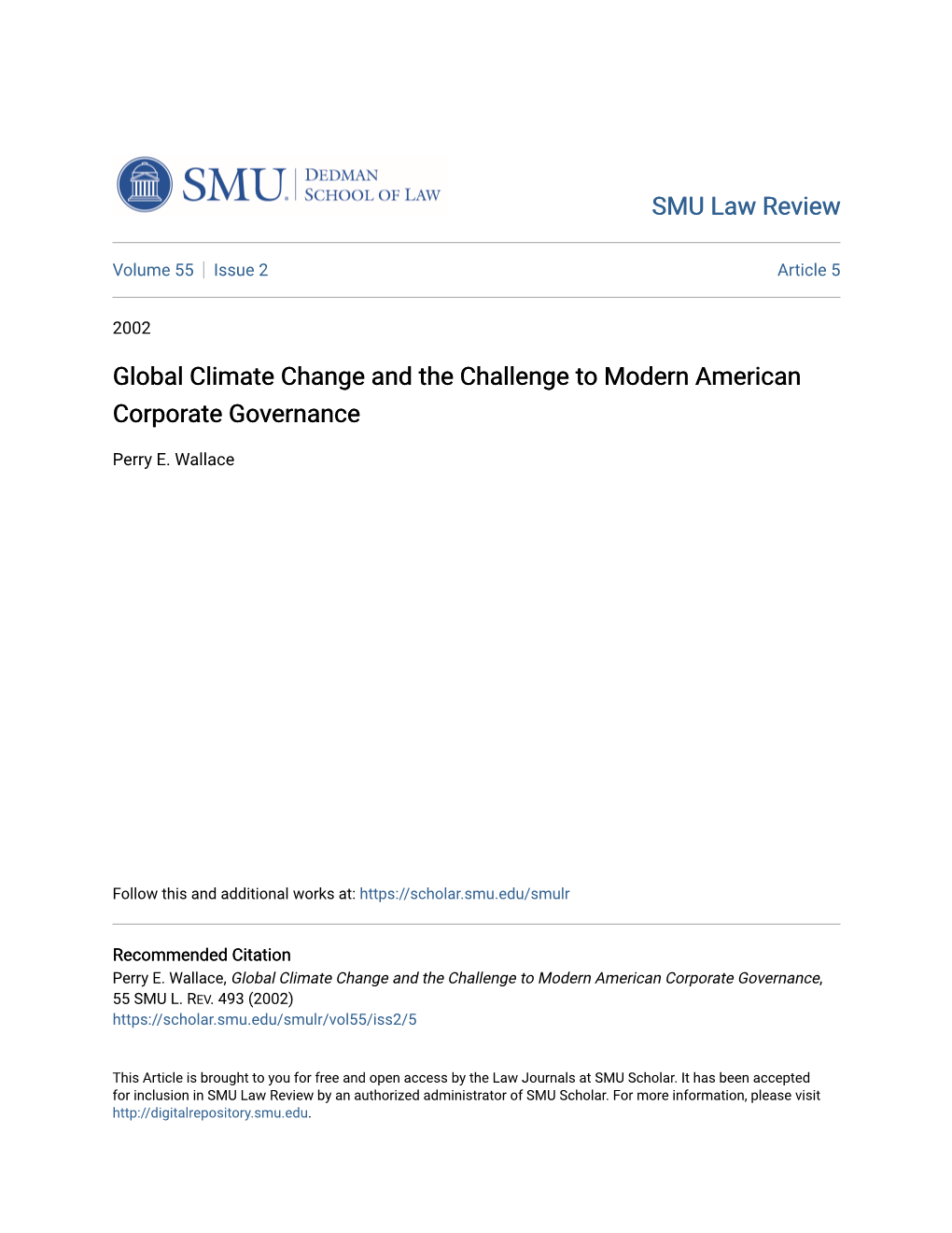 Global Climate Change and the Challenge to Modern American Corporate Governance