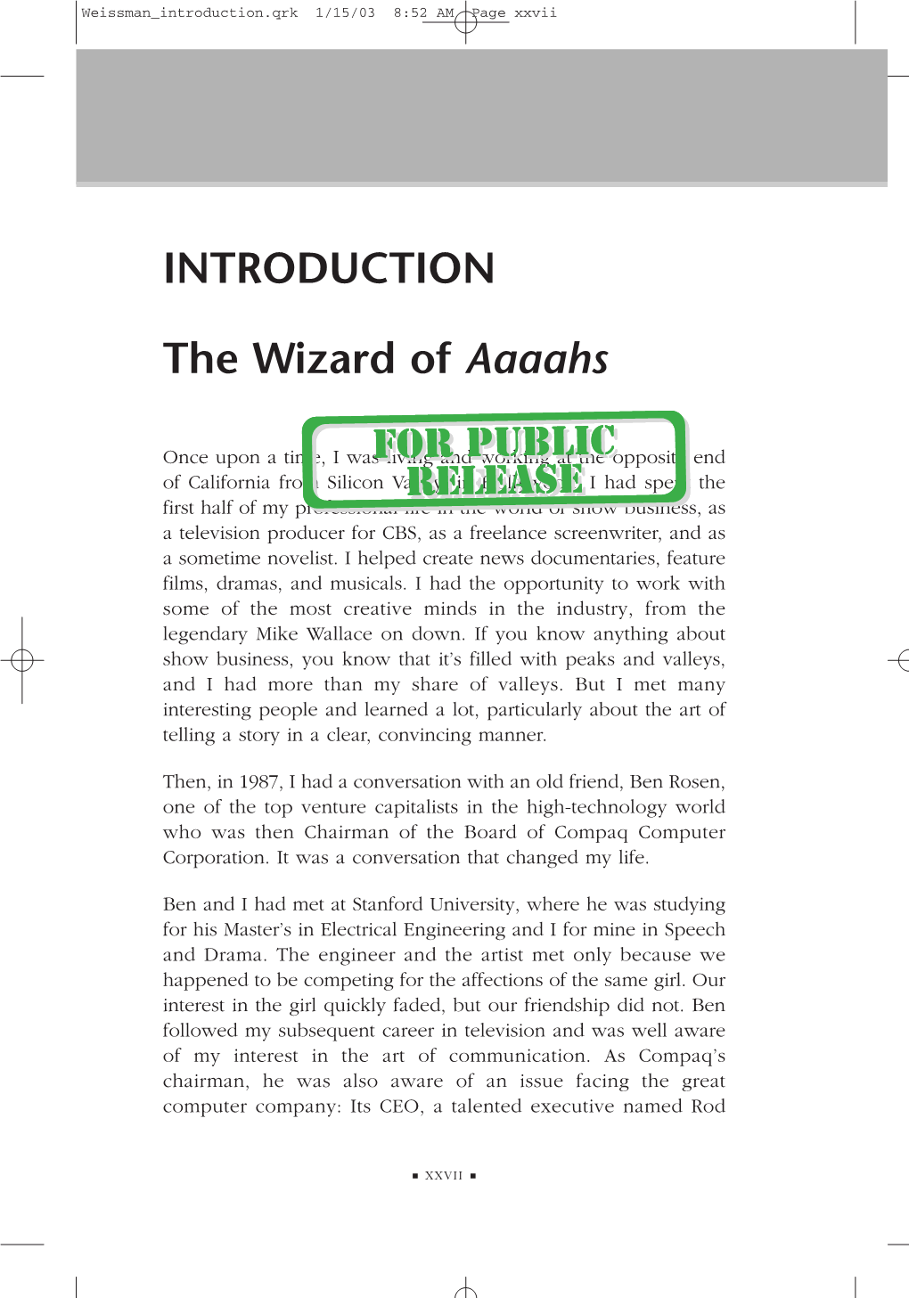 INTRODUCTION the Wizard of Aaaahs