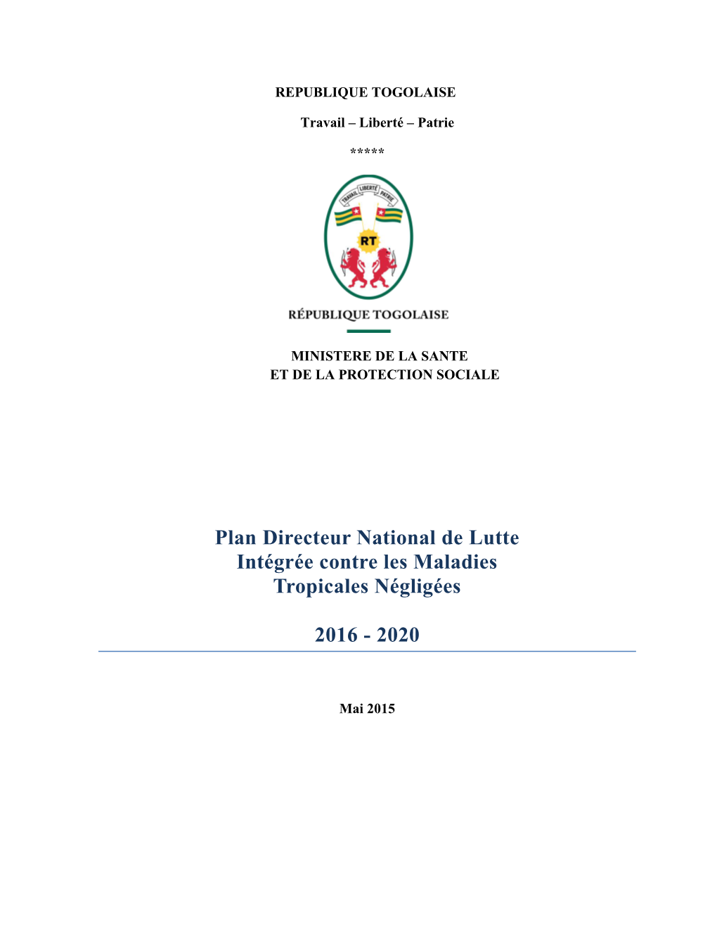 Plan Directeur National De Lutte Intégrée Contre Les Maladies Tropicales Négligées