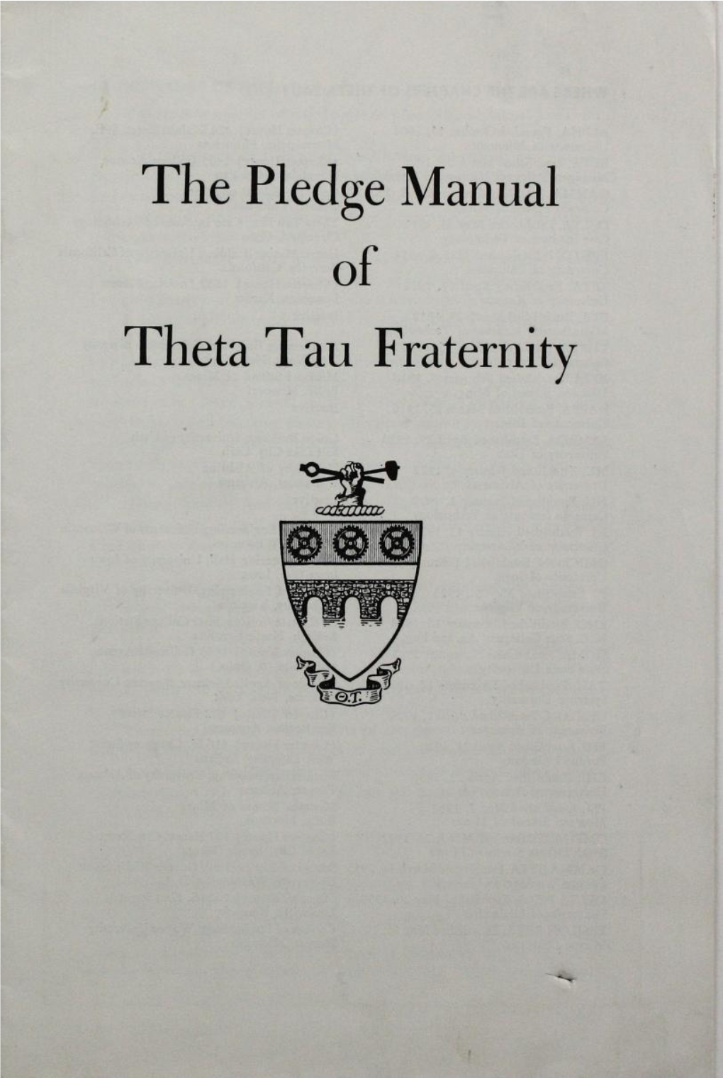 The Pledge Manual of Theta Tau Fraternity