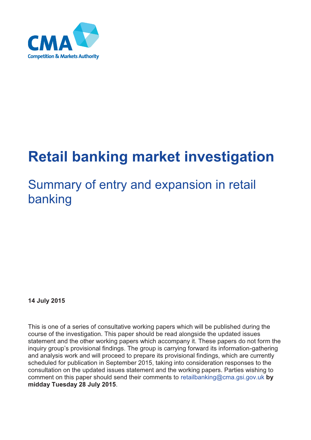 Summary of Entry and Expansion in Retail Banking