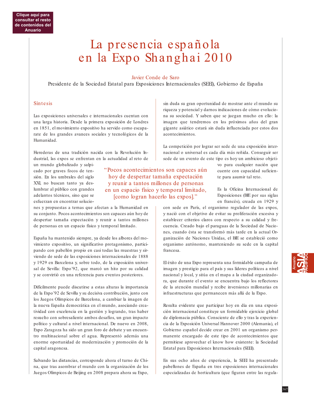 La Presencia Española En La Expo Shanghai 2010