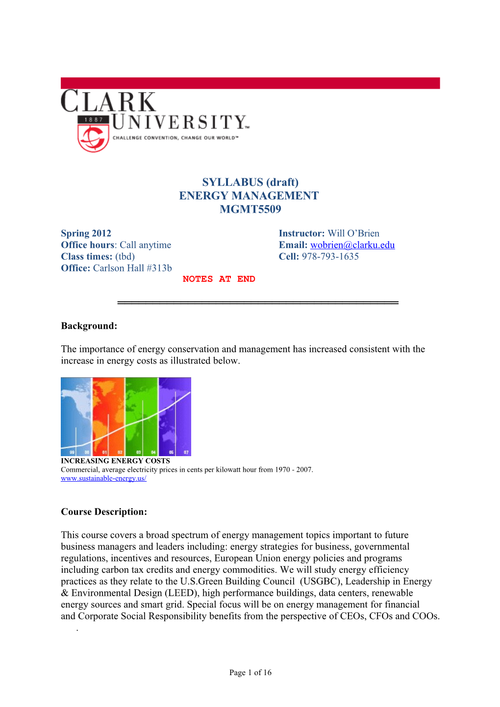 SYLLABUS (Draft)