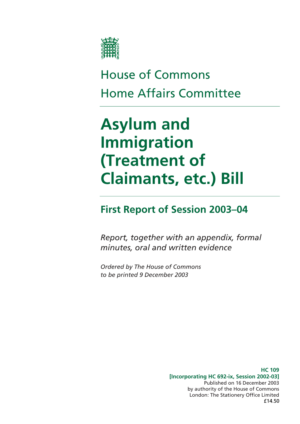 Asylum and Immigration (Treatment of Claimants, Etc.) Bill