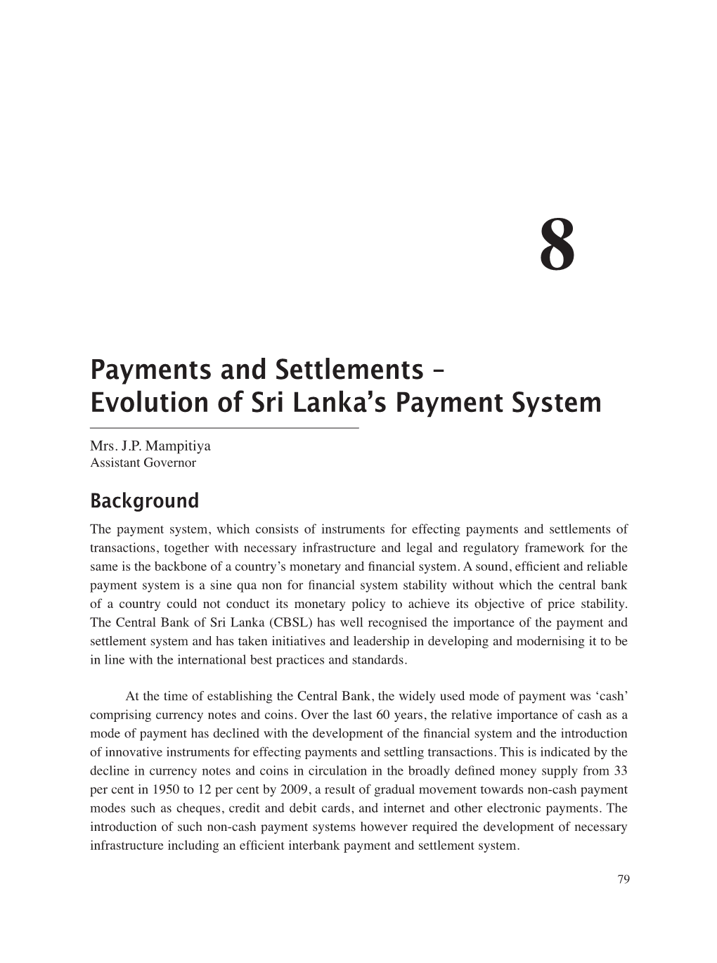 Payments and Settlements – Evolution of Sri Lanka's Payment System