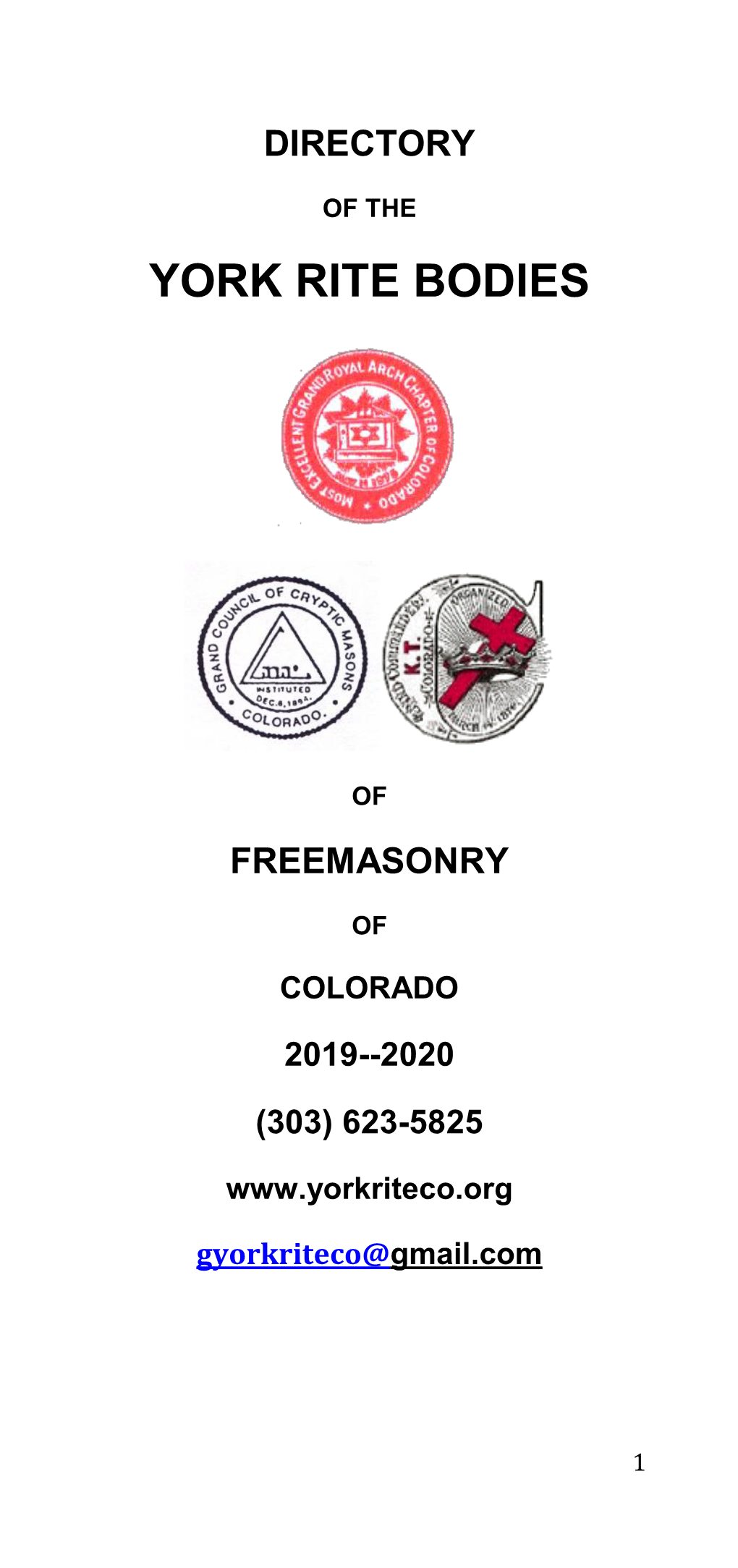 The Grand Council of Cryptic Masons of Colorado Officers 2019 – 2020