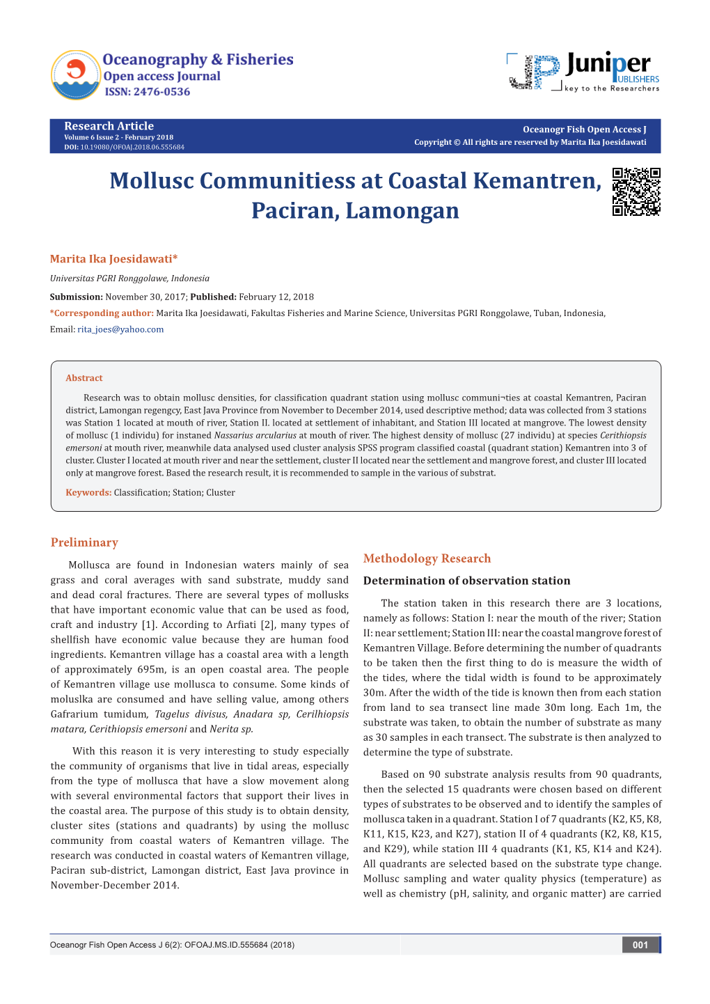 Mollusc Communitiess at Coastal Kemantren, Paciran, Lamongan