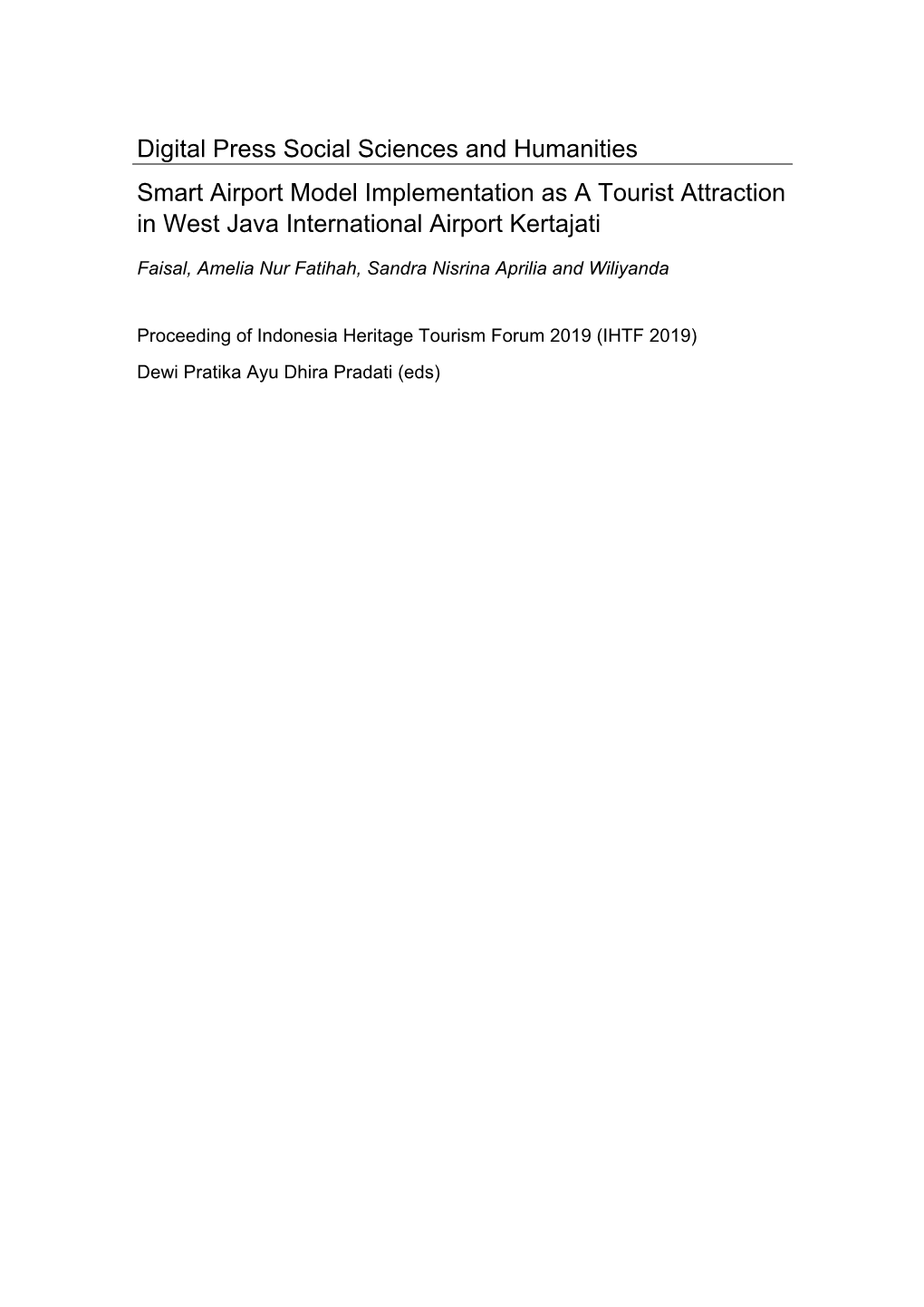 Smart Airport Model Implementation As a Tourist Attraction in West Java International Airport Kertajati