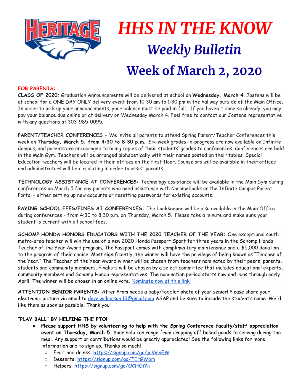 HHS in the KNOW Weekly Bulletin