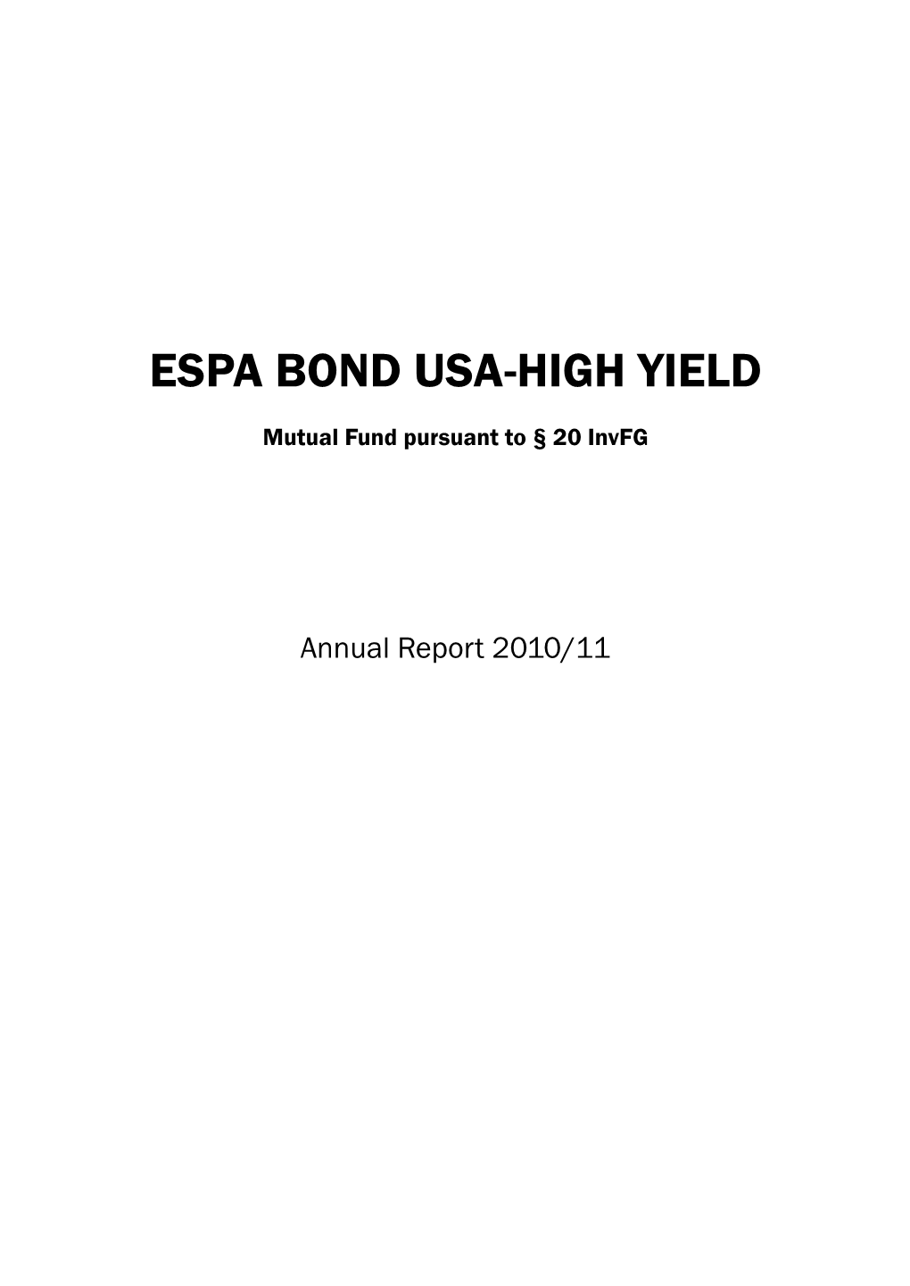 Espa Bond Usa-High Yield
