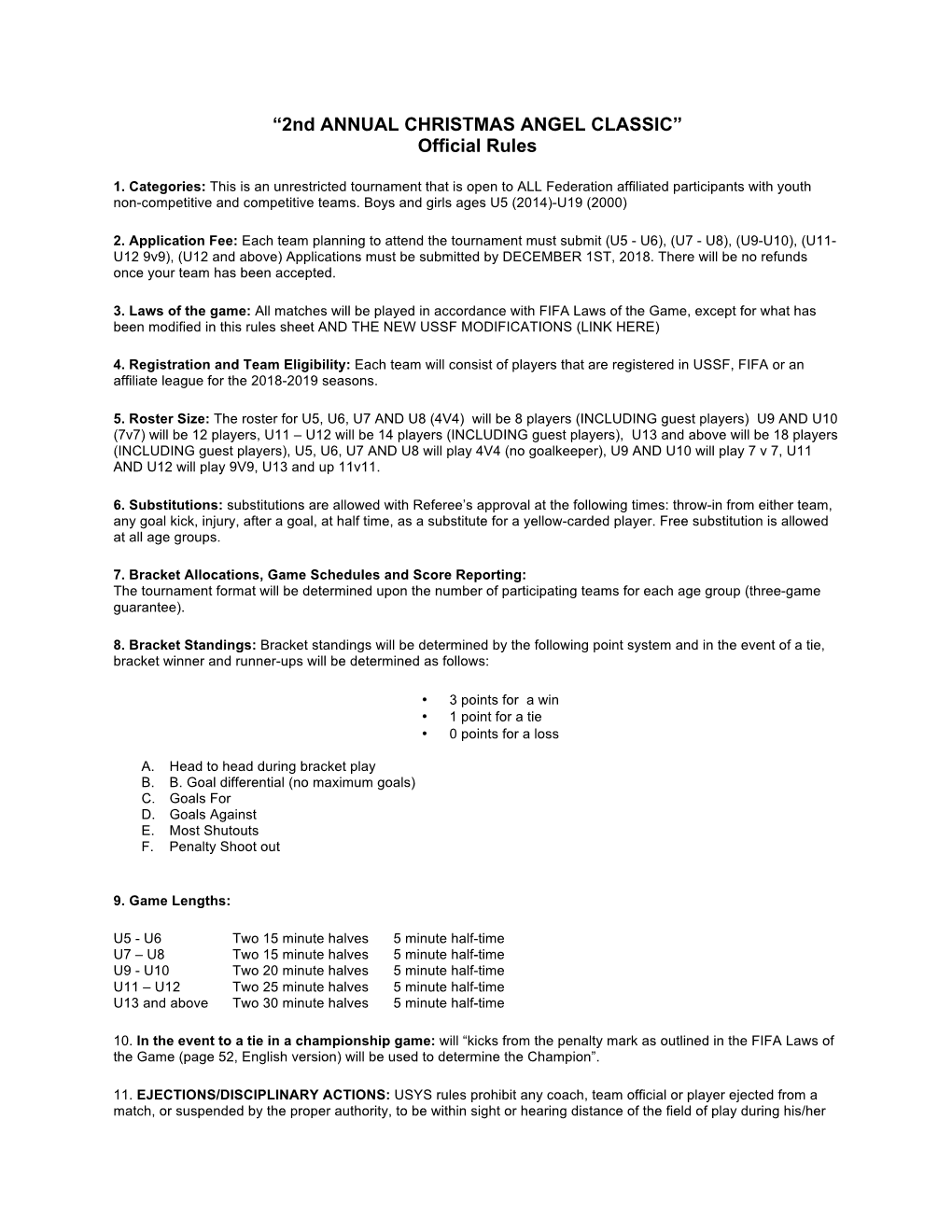 “2Nd ANNUAL CHRISTMAS ANGEL CLASSIC” Official Rules