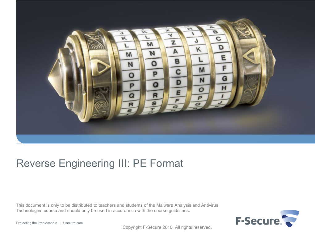 Reverse Engineering III: PE Format