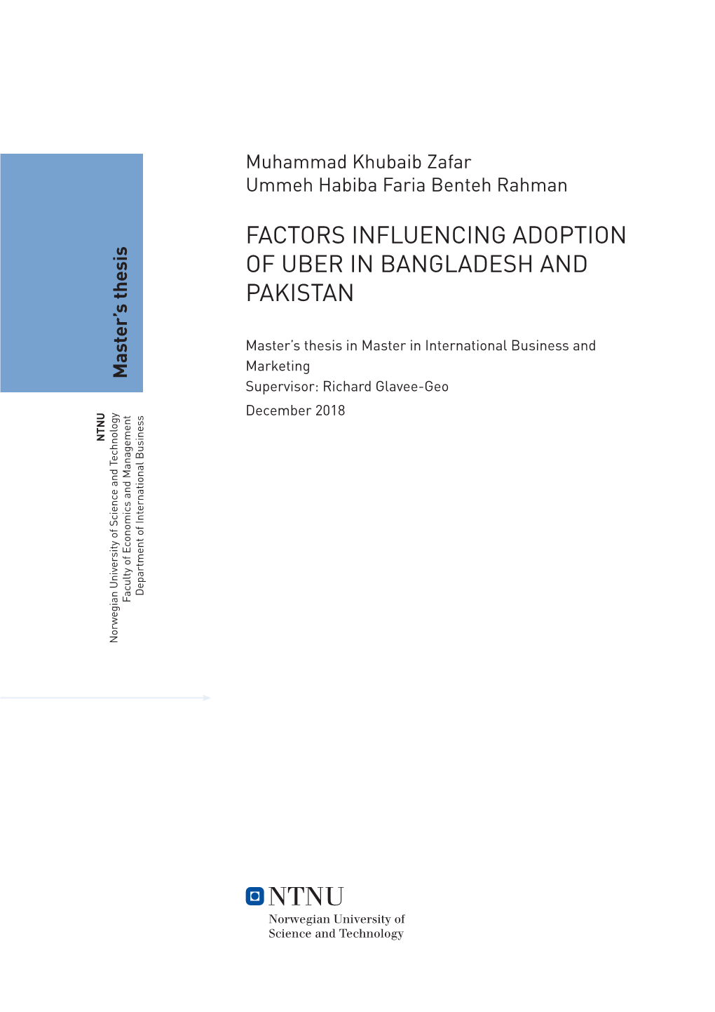 Factors Influencing Adoption of Uber in Bangladesh and Pakistan