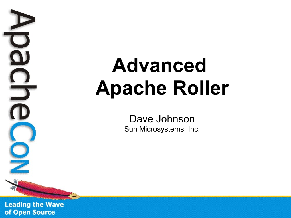 Advanced Apache Roller