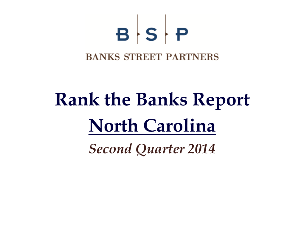 Rank the Banks Report North Carolina Second Quarter 2014