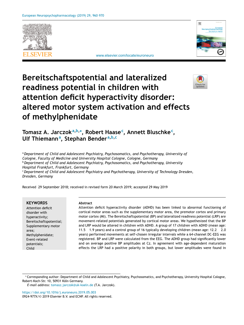 Bereitschaftspotential and Lateralized Readiness Potential in Children With